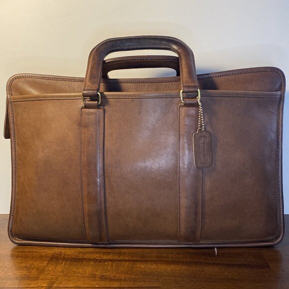 Coach NYC USA 80s Embassy Briefcase Brown Leather Vintage - Picture 1 of 16